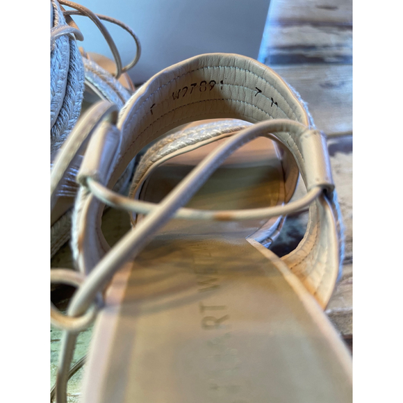 STUART WEITZMEN | NWOT Beige & Silver Espadrille Wedge Sandals Size 7 - Picture 5 of 8